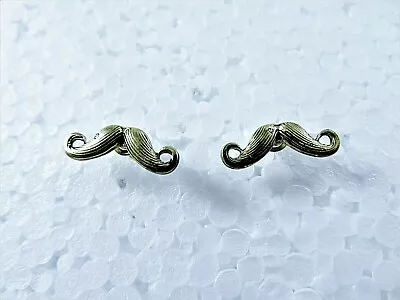 Metal Mustache Fashion Earrings Studs Antique Gold Tone Finish Bullet Backs • $9.89