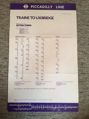 London Underground Piccadilly Line - Trains To Uxbridge 1980 Timetable • £2.99