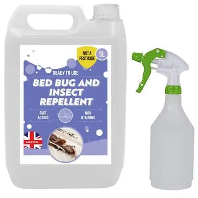 Bed Bug Insect Killer Repellent | 5 Litre | Includes Spray Bottle | Non-Toxic • £15.95