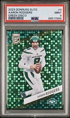 Aaron Rodgers 2023 Panini Donruss Elite Football Green Disco PSA 9 Color Match • $29