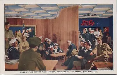 Postcard Military Times Square Service Men's Center NYC NY Pepsi Ad • $20