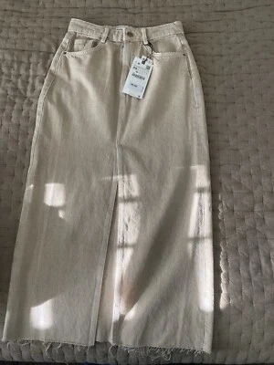 $27 • Buy Midi Zara Cream Denim Skirt