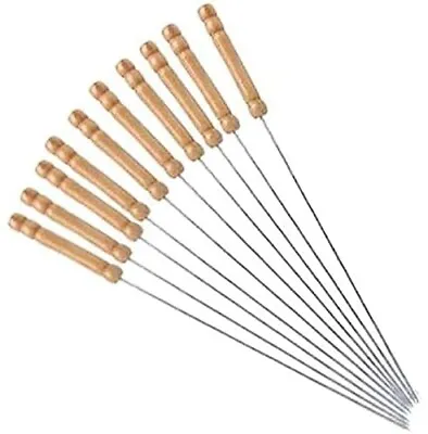 10Pc Metal BBQ Skewers Stainless Steel Cooking Barbecue Kebab Grill Sticks • $9.99