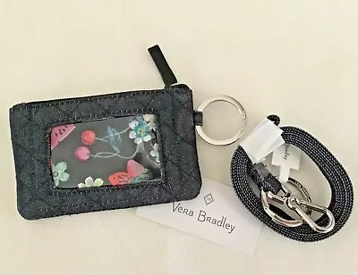 Vera Bradley ~  Fruit Grove  ~ Zip ID Case & Lanyard In Denim Blue ~ NWT • $27.50