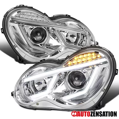 Fits 2001-2007 Mercedes Benz W203 C-Class LED Strip Signal Projector Headlights • $248.99