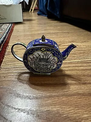 Vintage Kelvin Chen Enamel Copper Miniature Cat Teapot • $22