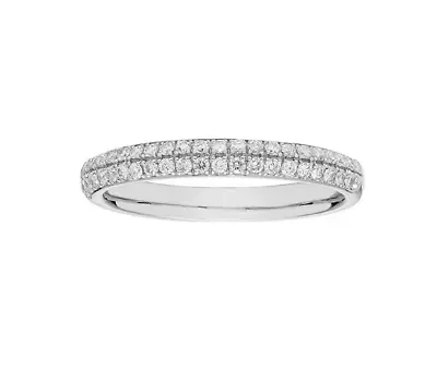 Amazing Two Row Micro Pave Set 0.30CT Diamond In 10K White Gold Unisex Band Ring • $525