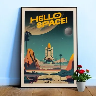 Hello Space! — Vintage Space Poster Retro Space Art Retro Space Art • $32