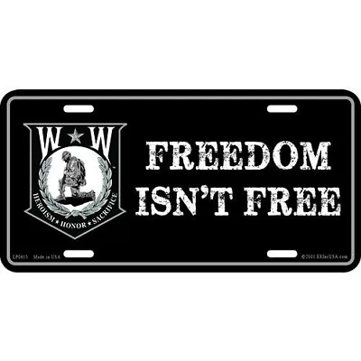 WOUNDED WARRIOR FREEDOM ISN'T FREE Military License Plate Made In The USA 615 EE • $8.99