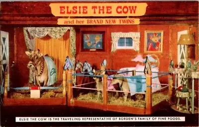 Postcard Elsie & Her Brand New Twins Traveling Cows Borden Dairies Advertising • $4.99