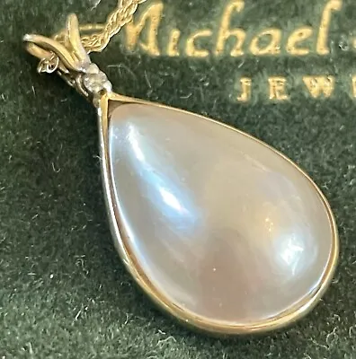14K Gold Mabe Pearl Pendant Necklace With DIAMOND VINTAGE • $260