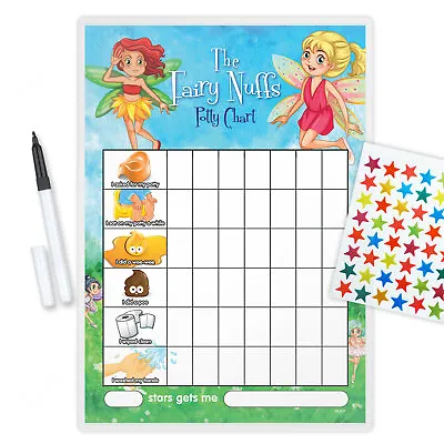 Potty Reward Chart Fairy Nuffs Magnetic Available & Free Pen Stars - Nufp • £2