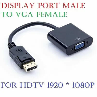 HD Display Port DP Male To VGA Female Adapter Converter Cable Lead DisplayPort • £3.98