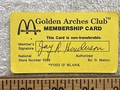 1990 Golden Arches Senior Membership Card McDonalds Sun City Wickenburg Arizona  • $4.99