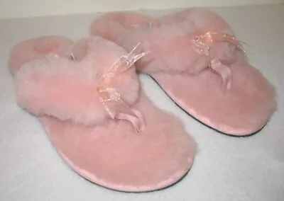 New Ugg Fluff Baby Pink Flip Flop  Slipper Sheepskin Size 5/36 5304 • $60