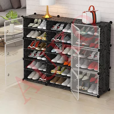 Black Door Cube DIY Shoe Cabinet Rack Storage Portable Stackable Organiser Stand • $79.95