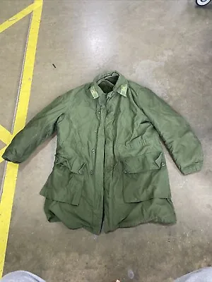 Vintage Swedish Army Jacket C50 XL Drab Green Removable Shearling Lining Parka • $25