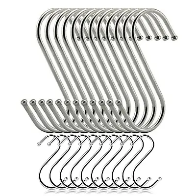 Quality Stainless Steel S Hooks Kitchen Meat Pan Utensil Clothes Hanger Hanging • £1.89
