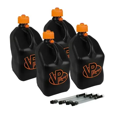 VP Racing 4 Pack V-Twin 5 Gallon Square Fuel Jug Gas Can Moto Racing / 4 Hoses • $124.99