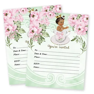 Princess Baby Girl Shower Invitations Tea Baby Shower Luncheon Birthday QTY 20 • $17.70