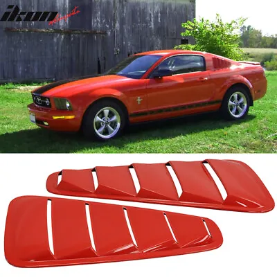 Fits 05-09 Ford Mustang V6 OE Style Side Quarter Window Louver Painted Red #D3 • $108.99