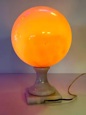 Vtg Mid-Century Modern Alabaster Sphere Globe Table Lamp WORKS Marble • $349.99