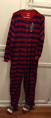 NICK & NORA Unisex Sz Medium Monkey Adult Footed Fleece Pajamas Soft • $23