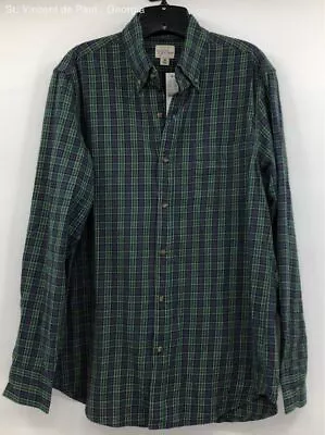 Men's J.Crew Green & Blue Plaid Super Soft LS Button Down Flannel - Size M NEW • $9.99