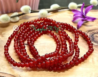 Wholesale Lot 6 Pcs Natural Carnelian 4mm 7.5” Crystal Stretch Bracelet • $13