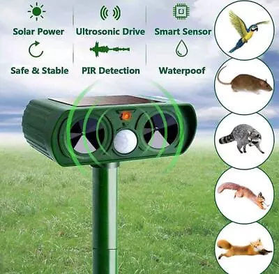 Solar Ultrasonic Animal Repellent Outdoor Cat Repellent Dog Deterrent Waterproof • $14.98