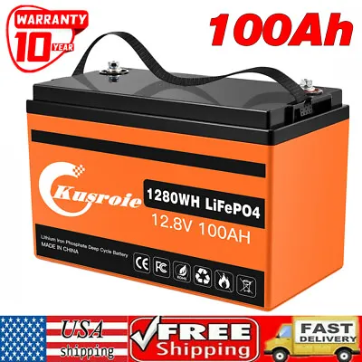 Kusroie 12V 100Ah LiFePO4 Battery 100A BMS For Golf Car Trolling Motor Etc(Used) • $198.70
