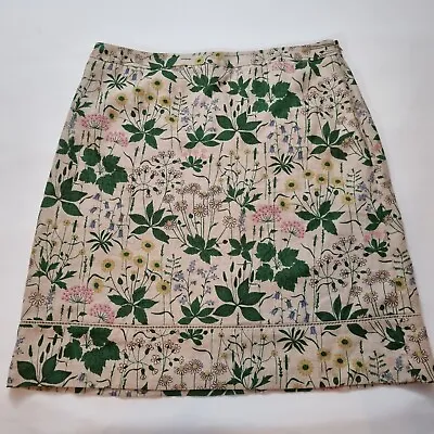 Laura Ashley Linen Skirt UK 16 Cute Floral Cottagecore Straight Pencil • £14.99