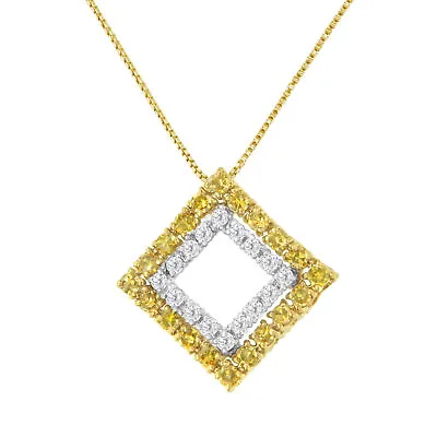 14K Yellow Gold Plated 1/2 Carat Diamond Pendant Necklace In Sterling Silver • $305