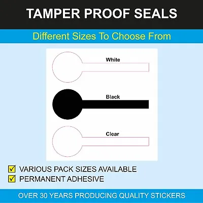 Bottle Tamper Evident Lollipop Shaped Security Seals 3 Sizes Permanent Adhesive • £5.54