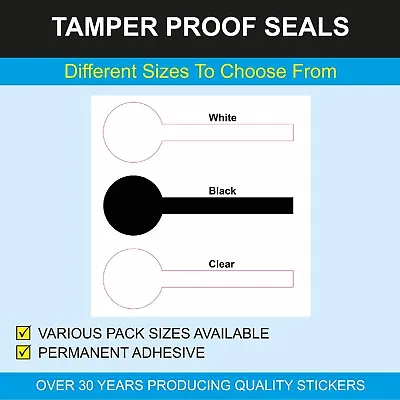 Tamper Evident Lollipop Shaped Jar Seals - 3 Sizes - With Permanent Adhesive • £7.81
