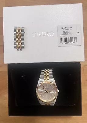 Seiko Sgf204 Quartz Stainless Steel Gold Two Tone Watch Box Links Booklet Incl. • $0.01