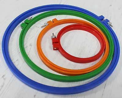 Plastic Embroidery Hoop Cross Stitch Craft Ring Pack Of 4 Hoops 4 6 8 10 Inch • £5.70