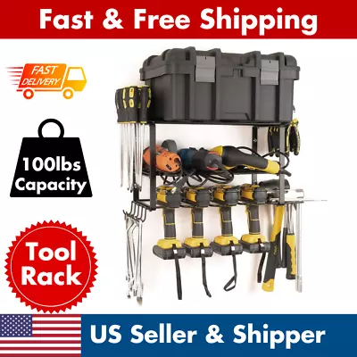 Power Tool Organizer Drill Holder Wall Mount Garage Tools Storage Rack Shelf • $17.49