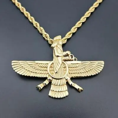 Hip Hop Iran Faravahar Ahura Zoroastrian Pendant Necklace Gold Jewelry New • $6.25