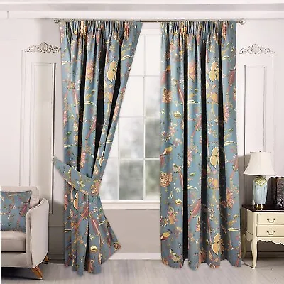 Windsor Printed Floral Pencil Pleat Curtains - Exotic Bird Fully Lined • £9