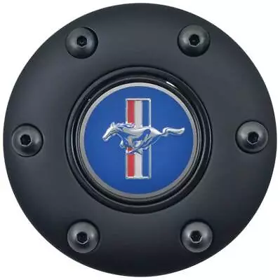 1965-04 Mustang; S6 Black Horn Cap; With Tri-Bar And Running Horse Emblem • $63.99