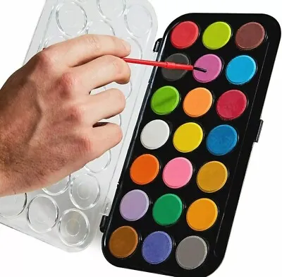 21- Water Colors Paint Palette Brush Set Children Drawing Painting Art Craft • £2.86