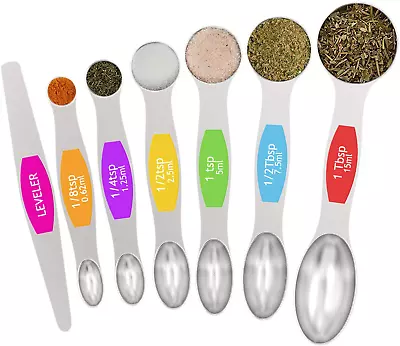 7 Pcs Magnetic Measuring Spoons Stainless Steel Double Sided For Ingredients • $14.27