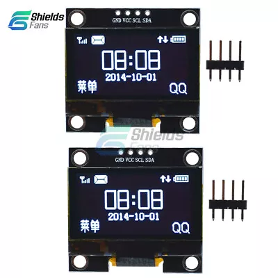 $15.03 • Buy 2PCS 1.3Inch White OLED 4PIN Display Module IIC I2C Interface 128x64 For Arduino