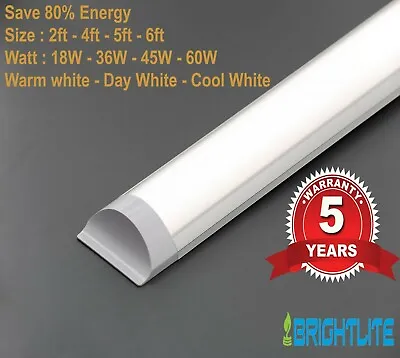 £9.99 • Buy LED BATTEN SLIMLINE TUBE LIGHT WALL OR CEILING MOUNT 4ft 5ft 6ft BRIGHT LUMENS
