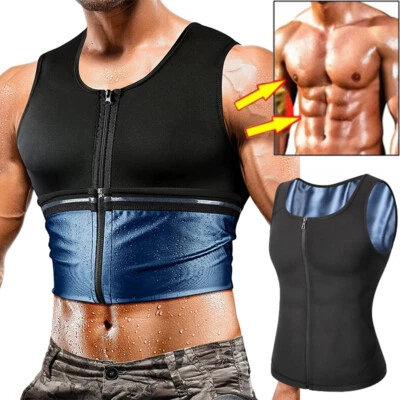 $9.99 • Buy Men Sauna Suit Sweat Vest Gym Fitness Tank Top T-Shirt Body Shaper Waist Trainer