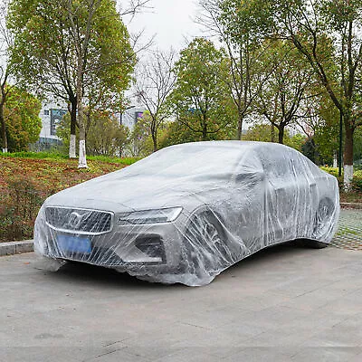 Clear Plastic Temporary Universal Disposable Car Cover Rain Dust Garage • $20.39