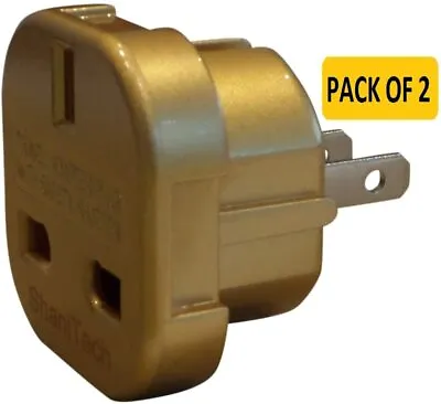 ShaniTech Pack 2 Travel Adaptors UK To USA US Canada Mexico Adapter Plug GOLD • £6.49