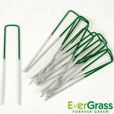 £6.94 • Buy Artificial Grass U Pins Half Green Metal Galvanised Pegs Staples Weed Astro Turf