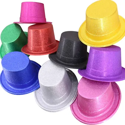 4 8 12 24 Kids Adults Glitter Sequin Top Hat Magician Gentleman Fancy Party Hat • £12.59